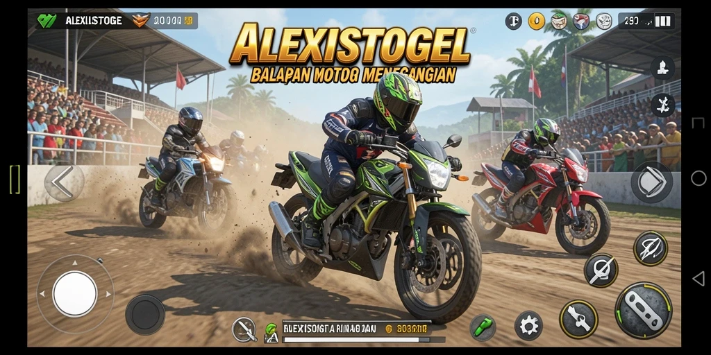 Tampilan menarik gameplay ALEXISTOGEL dengan balapan motor yang penuh aksi.