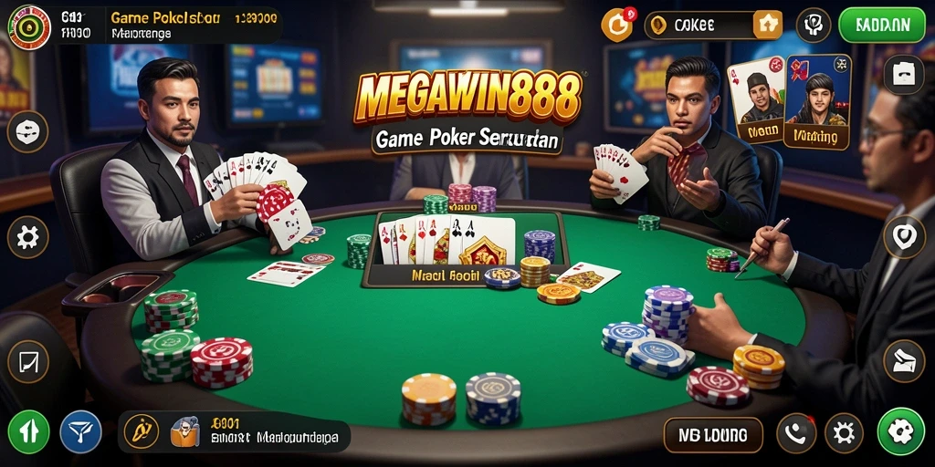 Tampilan dinamis gameplay poker di MEGAWIN888.